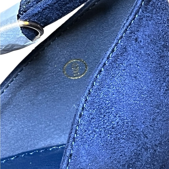 Womens Blue Pointed Toe Faux Suede Leather Ankle Strap Pumps Heels Size: 9 - Picture 7 of 8